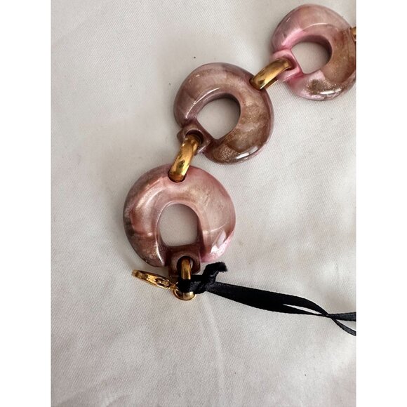 NWT Dominique Denaive resin chain bracelet in pink org paid $180 - Picture 2 of 3